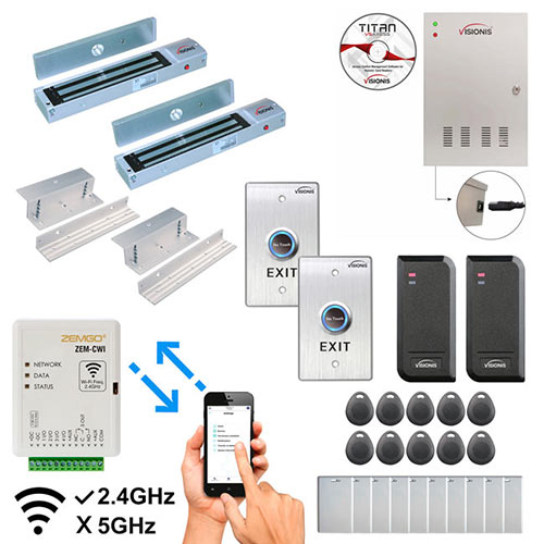 Smart Mobile WIFI Controller 2 Door Access Control, Android + Apple App, Web Browser + Smartphone Remote Viewing