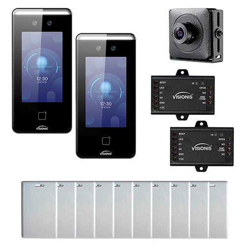 FPC-8616 Two Indoor + IP65 Outdoor Access Control Face Recognition + Time and Attendance + One Face Recognition Enroller + 1500 Faces and Cards + Desktop Software + Android + Apple App +2.0 MP Camera