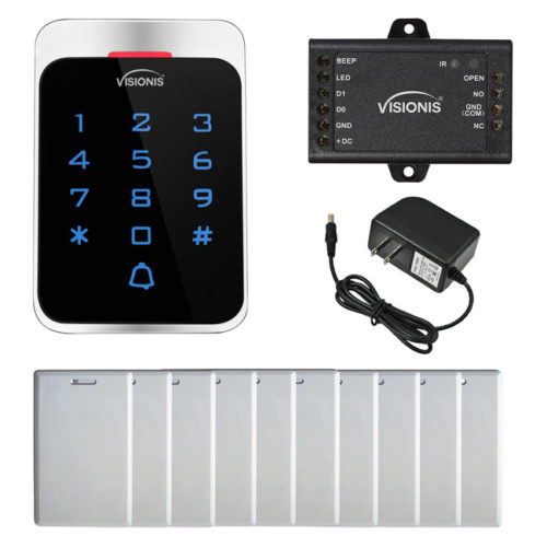 FPC-8909 Access Control Weatherproof Keypad + Reader Standalone And Wiegand, With Power Supply, Pack Of 10 Proximity Cards