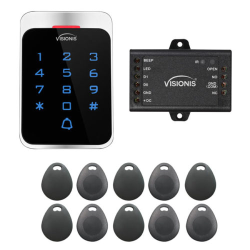 FPC-8910 Access Control Outdoor Weatherproof Keypad + Reader Standalone And Wiegand, Pack Of 10 Proximity Key Tags