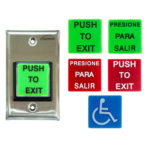 VIS-7040 Square Push To Exit Button For Door Access Control With LED Light, NC, COM, NO Outputs