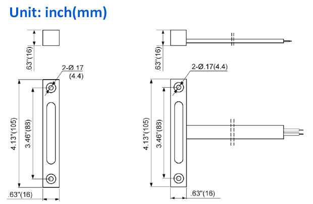 SM-20-WG-BR Magnetic contact dimensions