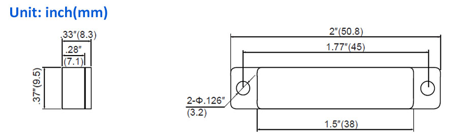 TANE-60QC-WG-BR Magnetic contact dimensions