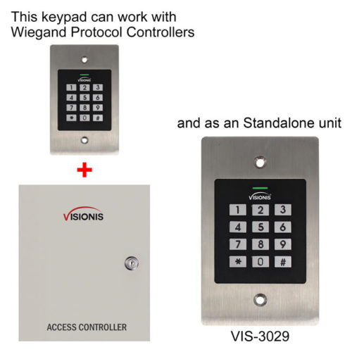 Indoor + Outdoor Rated IP66 Metal Access Control Standalone + Wiegand 26 Keypad + Card Reader VIS-3029