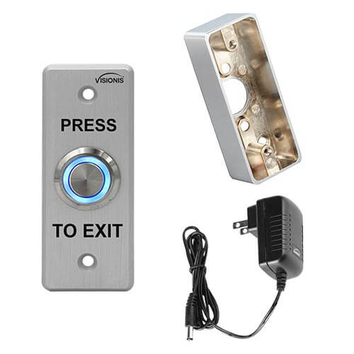 FPC-5406 Outdoor Weather and WaterProof Stainless Steel Door Bell Type Round Request To Exit Button Slim Size for Door Access Control with Power Supply and Zinc Alloy Gang Box