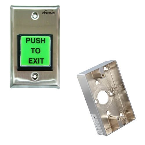 FPC-5428 Green Square Request To Exit Button For Door Access Control With LED Light and Zinc Alloy Back box