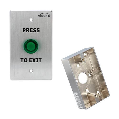 FPC-5434 Small Green Request To Exit Button For Door Access Control With LED Light and Zinc Alloy Back Box