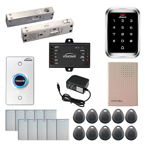 FPC-5451 One Door Access Control Electric Drop Bolt Lock For Narrow Door Fail Safe 2,200lbs with VIS-3000 Outdoor Weather Proof Keypad / Reader Standalone No software EM card Compatible 2000 Users Kit