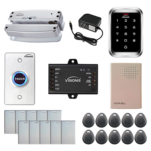 FPC-5452 One Door Access Control Electric Drop Bolt Lock Long Plate Fail Safe and Fail Secure Adjustable 2,200lbs with VIS-3000 Outdoor Weather Proof Keypad / Reader Standalone No software EM card Compatible 2000 Users Kit