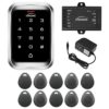 FPC-5664 Visionis VIS-3000 Access Control Weather Proof Metal Housing Anti Vandal Anti Rust Digital Touch Keypad Reader StandAlone No Software 125KHZ Em Cards Compatible 2000 Users with Door Bell Kit with Power supply and a pack of 10 Proximity Key Tags