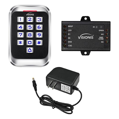 FPC-5682 Visionis VIS-3004 Access Control Weather Proof Metal Housing Anti Vandal Anti Rust Metal Touch Keypad Reader StandAloneNo Software 125KHZ EM cards Compatible 2000 USers with DoorBell With Power Supply Included