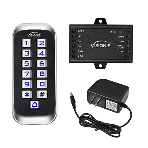 FPC-5687 Visionis VIS-3005 Access Control Weather Proof Metal Housing Anti Vandal Anti Rust Metal Touch Keypad Reader Standalone No Software 125KHZ EM Cards Compatible 2000 Users With Door Bell Slim Version With Power Supply Included