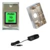 Visionis FPC-6275 Green with LED Square Request to Exit Button with Timer Delay for Door Access Control with Power Supply and Zinc Alloy Gang Box