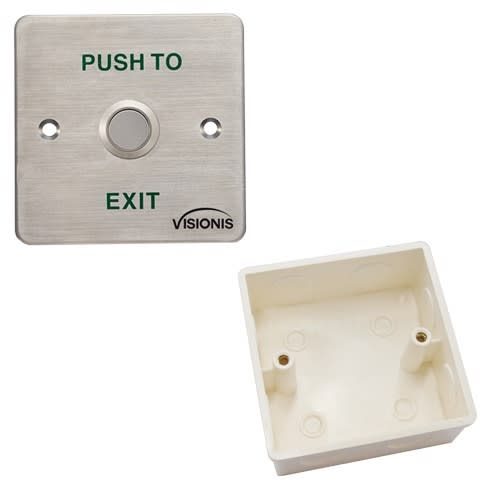 Visionis FPC-6289 Stainless Steel Door Bell Type Wide Size Exit Button for Door Access Control with No LED with Plastic Back Box