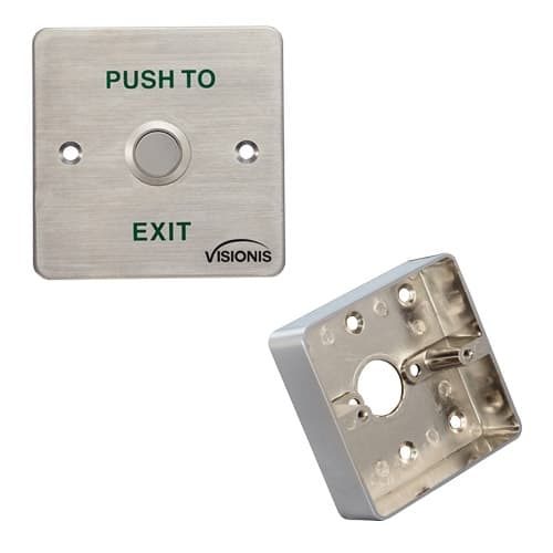 Visionis FPC-6292 Stainless Steel Door Bell Type Wide Size Exit Button for Door Access Control with No LED with Zinc Alloy Back Box