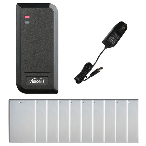 FPC-6433 VIS-3100 Access Control Black Outdoor IP66 Card Reader Only Compatible with Wiegand 26 Bit and a Power supply Included with a Pack of 10 Proximity Cards