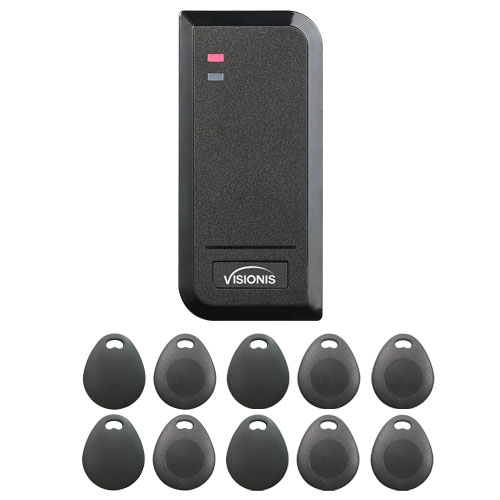 FPC-6434 VIS-3100 Access Control Black Outdoor IP66 Card Reader Only Compatible with Wiegand 26 Bit with a 10 Pack of Proximity Key Tags
