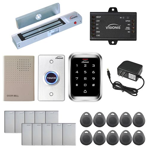 Visionis FPC-5098 One door Access Control out swinging door 300lbs maglock with VIS-3000 Outdoor weather proof Keypad / Reader Standalone no software EM Card Compatible 2000 users kit