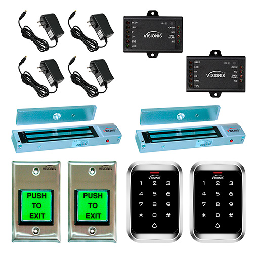 FPC-5111 Two door Access Control outswinging door 600lbs Electromagnetic lock with Visionis Outdoor Keypad kit