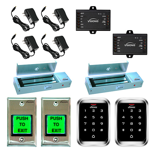 FPC-5112 Two door Access Control outswinging door 1200lbs Electromagnetic lock with Visionis Outdoor Keypad kit