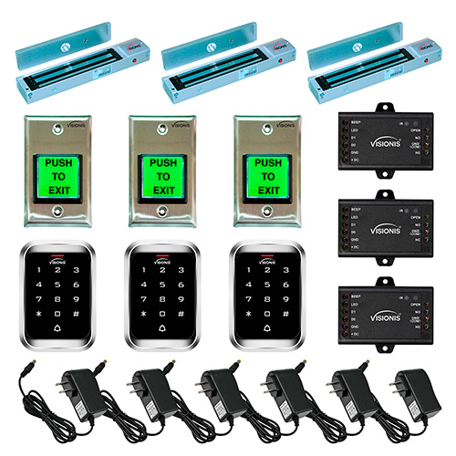 FPC-5123 Three door Access Control outswinging door 600lbs Electromagnetic lock with Visionis Outdoor Keypad kit