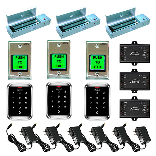 FPC-5124 Three door Access Control outswinging door 1200lbs Electromagnetic lock with Visionis Outdoor Keypad kit