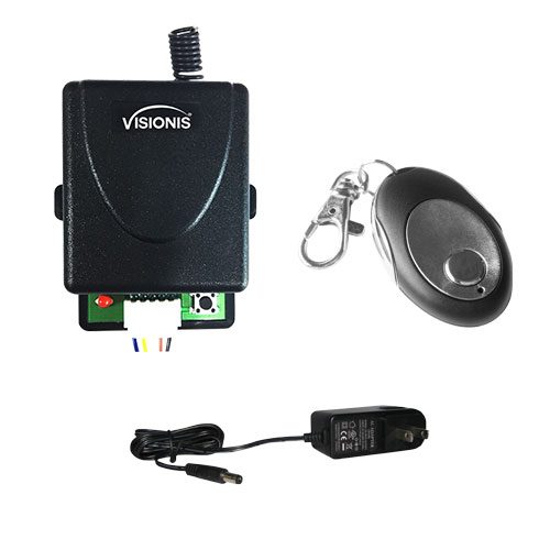 Visionis FPC-5227 1 Mini 315mhz wireless fixed code remote with one channel RF receiver Momentary Switch and power supply kit