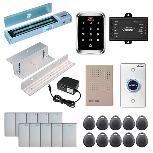 Visionis FPC-5283 One door Access Control In swinging door 600lbs maglock with VIS-3000 Outdoor weather proof Keypad / Reader Standalone no software EM Card Compatible 2000 users kit