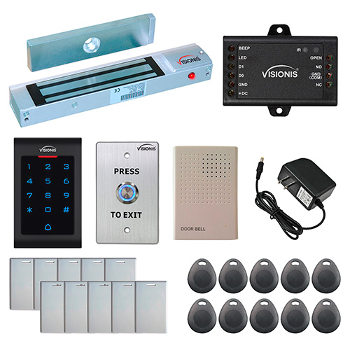 Visionis FPC-5330 One Door Access Control Outswinging Door 1200lbs Maglock with VIS-3002 Indoor Use only Keypad/Reader Standalone no Software EM Card Compatible 500 Users kit 
