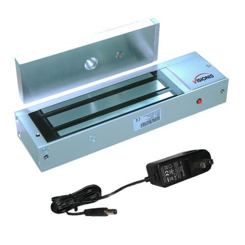 Visionis FPC-5362 Indoor 1200lbs Electromagnetic Lock CE listed with a 12v 1000ma power supply