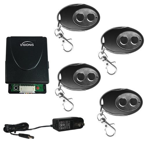 Visionis FPC-5370 4 Mini 315mhz wireless fixed code remote with Two channel RF receiver Momentary Switch and power supply kit